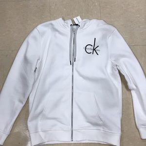 New White Calvin Klein Full Zip Hoodie